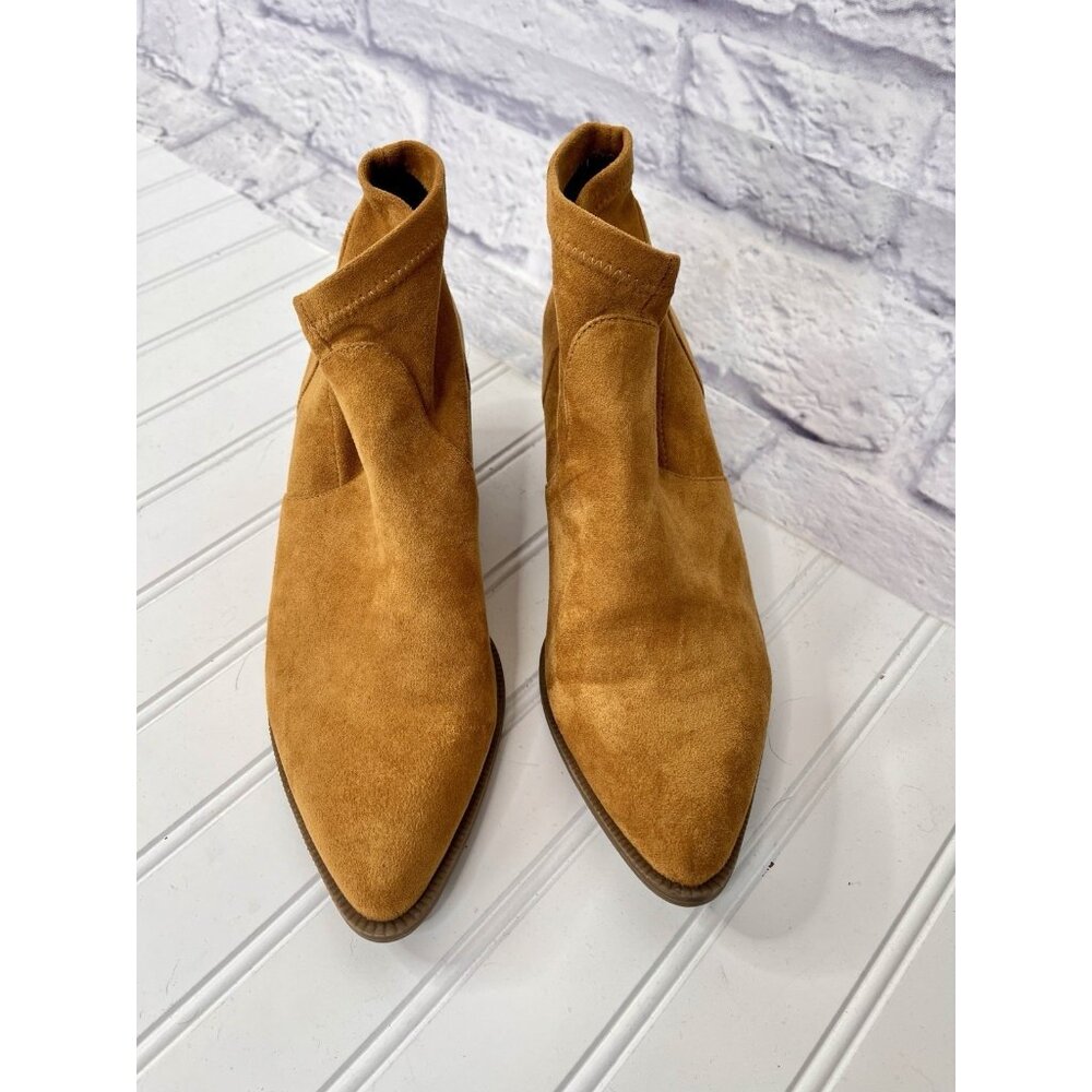 AEO Women's Camel Brown Faux Suede Pull On Booties US 8 - Picture 2 of 6